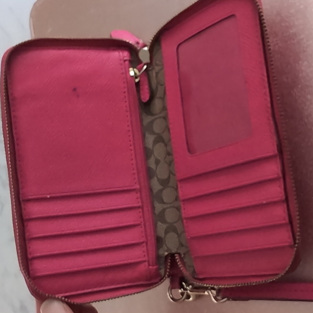 Coach Pink Leather Continental Wallet/Wristlet - Picture 8 of 12